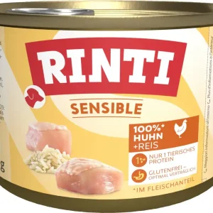 Expressversand Sparpaket 6 x 185 g Rinti Sensible 100% Huhn + Reis Hunde Nassfutter